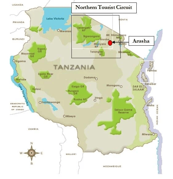 Northern Tanzania Tourism Map
